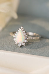 Platinum-Plated Opal Pear Shape Ring Silver c4c5b2d8e58e4565a400488c0a90d73d-Max Trendsi
