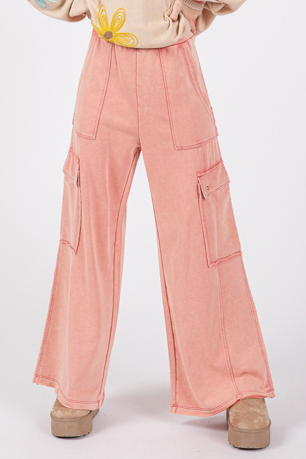 SAGE + FIG Knit Terry Mineral Wash Wide Leg Pants c537dd43-8322-4197-960c-2a1d9a7bb60b-Max Trendsi