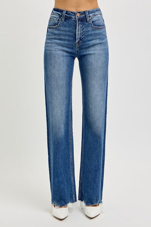 RISEN Tummy Control High Rise Raw Cut Jeans c584ca45-2500-4048-a3b2-5b458cf83967-Max Trendsi