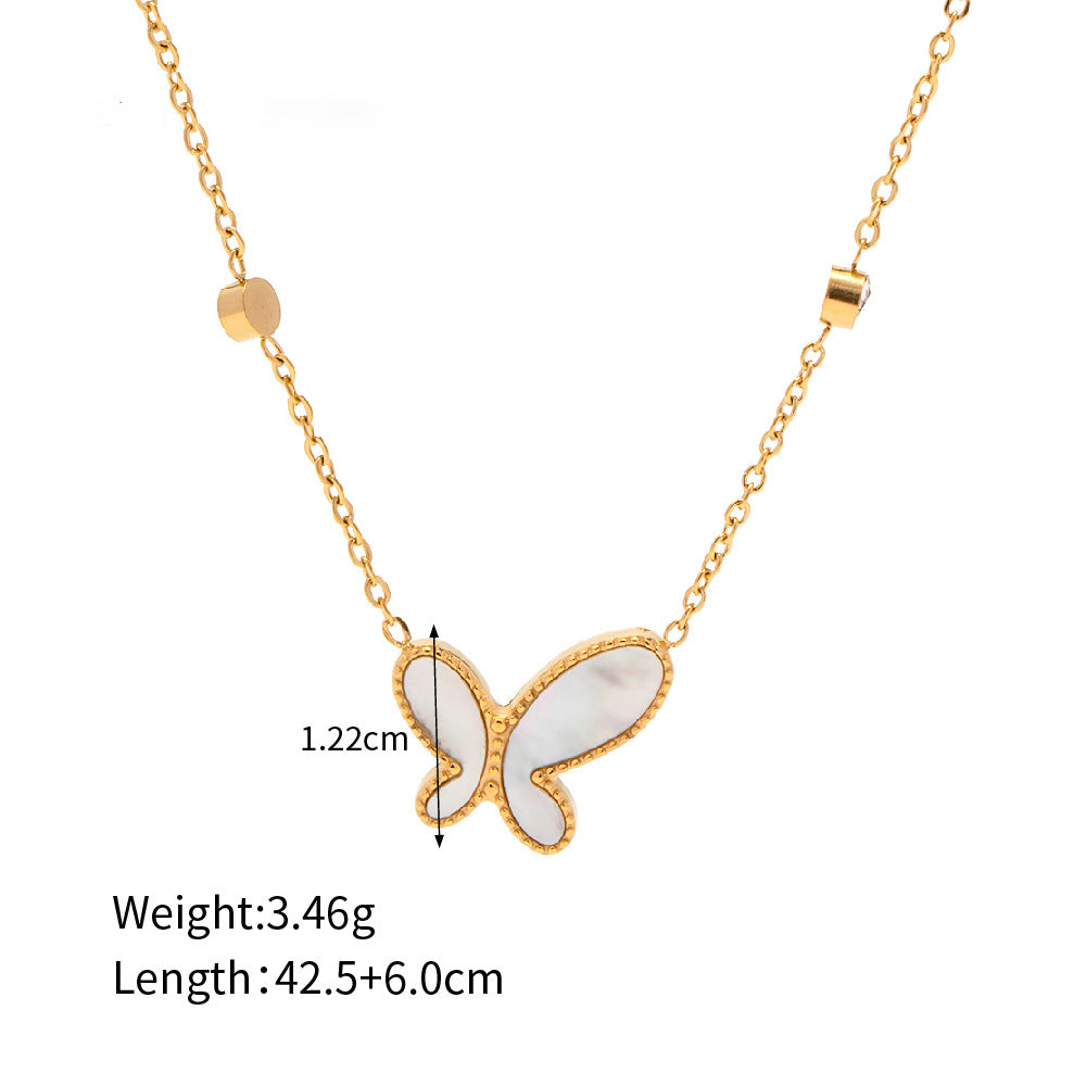 18K Gold Exquisite Fashion Butterfly Inlaid Diamond Design Versatile Necklace c5b5b4f2-7b42-43b7-9855-15c87a1de4f5 Artshiney