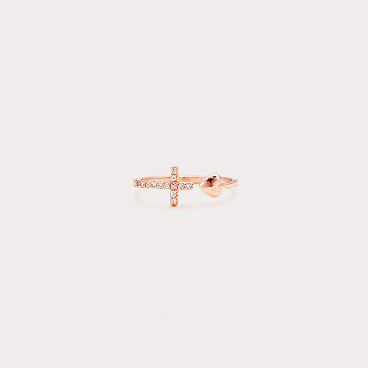 Heart Shape Cross Inlaid Zircon Open Ring Rose Gold One Size c5bb7486-f6a5-4dca-9e31-0613a2099a80-Max Trendsi