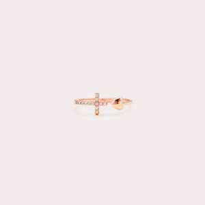 Heart Shape Cross Inlaid Zircon Open Ring Rose Gold One Size c5bb7486-f6a5-4dca-9e31-0613a2099a80-Max Trendsi