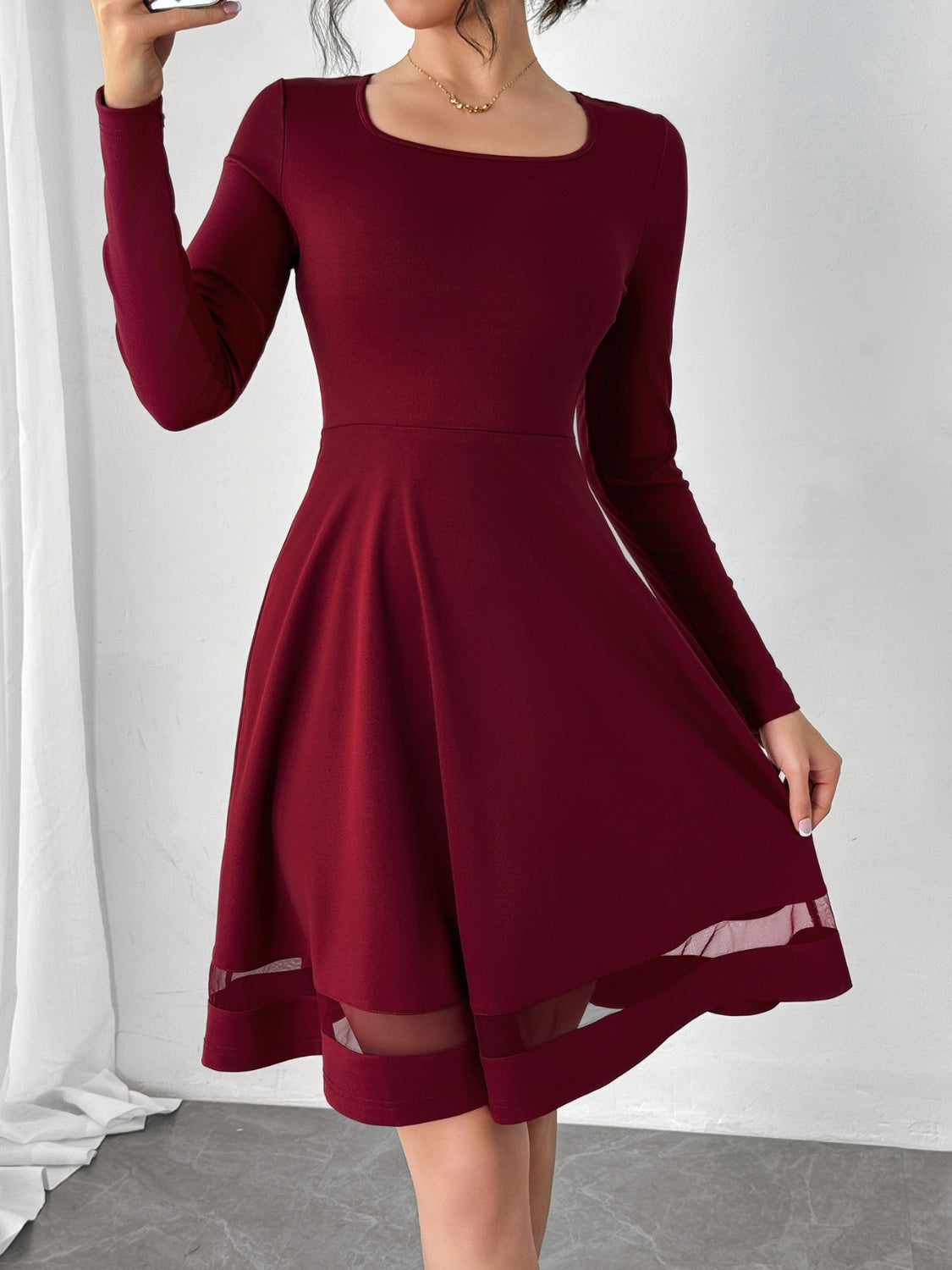 Square Neck Long Sleeve Mini Dress c5fcdd89-561a-4110-b61b-8bec60fe9f74-Max Glownestbest