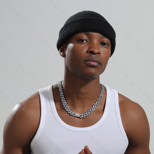 Trendy and fashionable Cuban chain with diamond-shaped design men's hip-hop style necklace and bracelet set c60ff35b-505a-4710-9341-656c95bccafd Artshiney