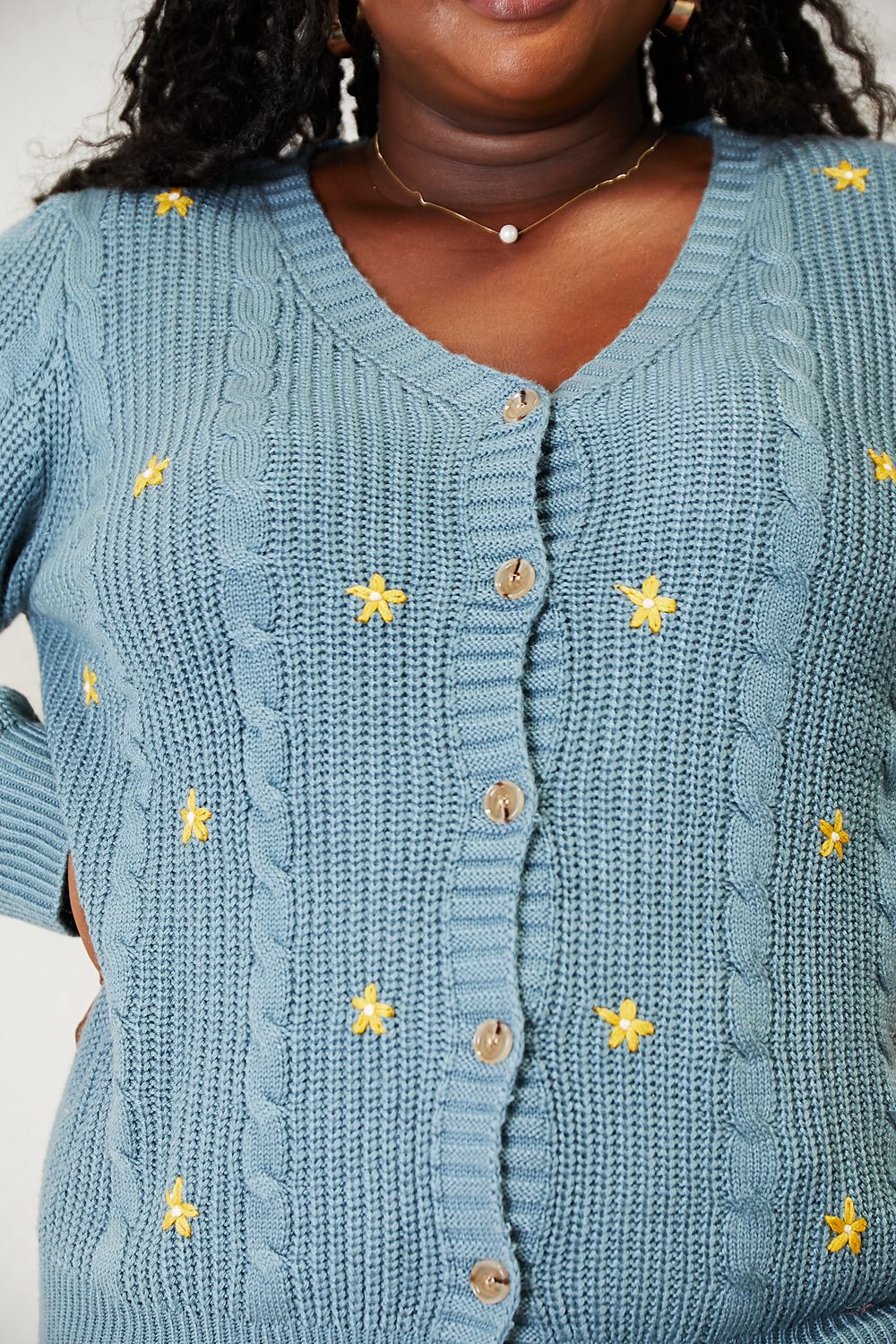 Glownestbest® | HEYSON Full Size Floral Embroidered Cable Cardigan c6f31e9e321f456db103ba6ed4c1e88f-Max Glownestbest