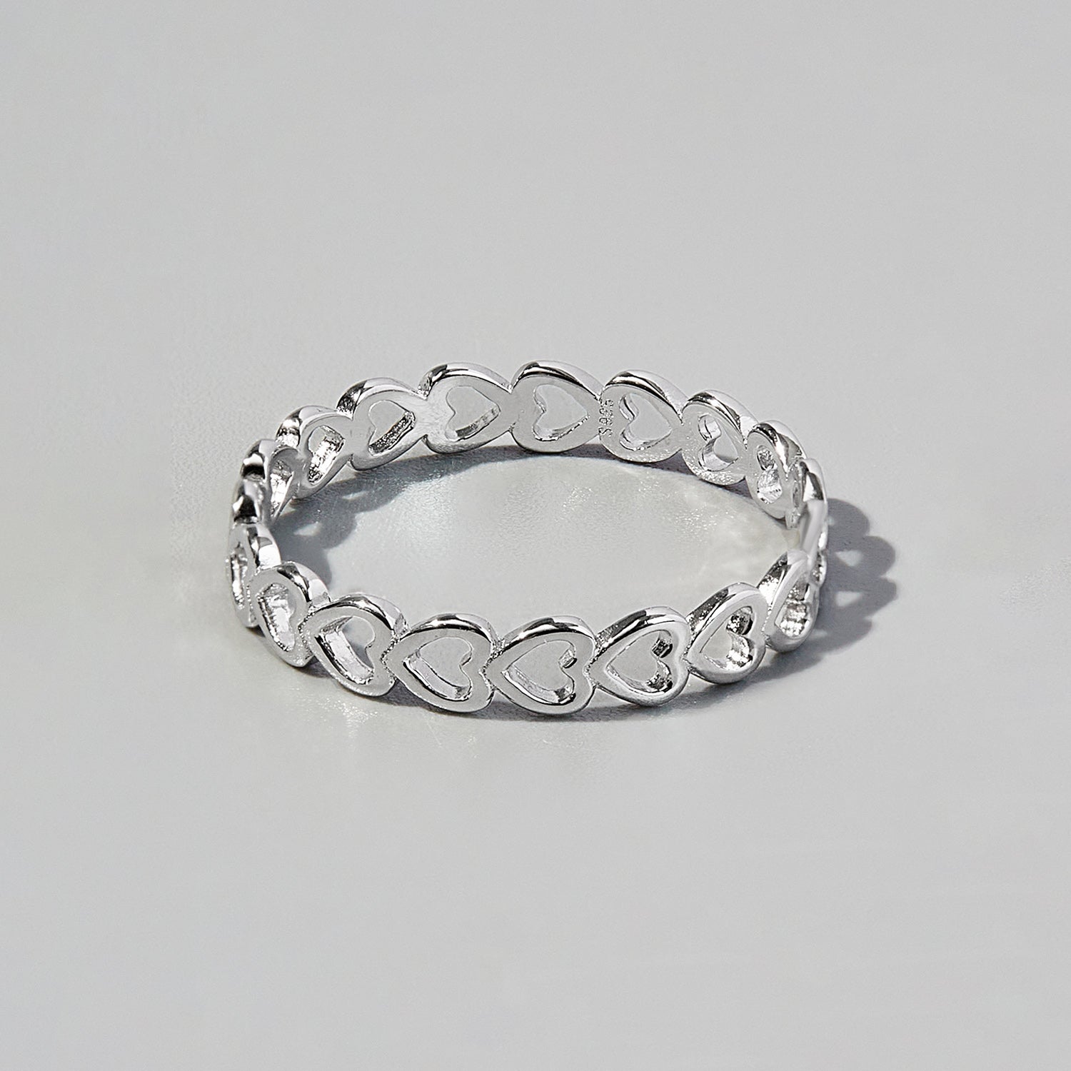 925 Sterling Silver Heart Link Ring Silver c71e2e68-348a-4a72-9e42-b0c22e7591ac-Max Trendsi