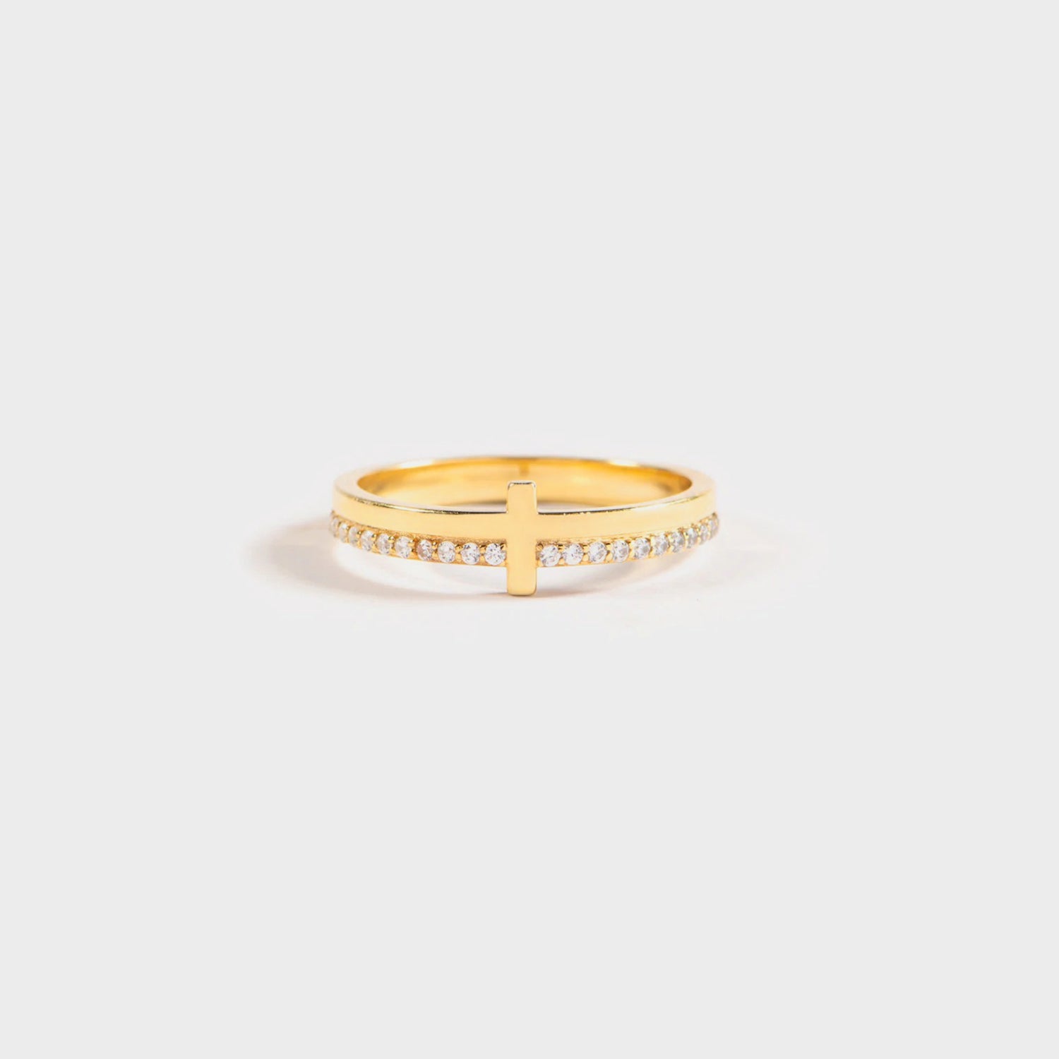 Zircon 925 Sterling Silver Cross Ring Gold c75b46f4-0dd4-4124-928d-c0b65f3922a1-Max Trendsi