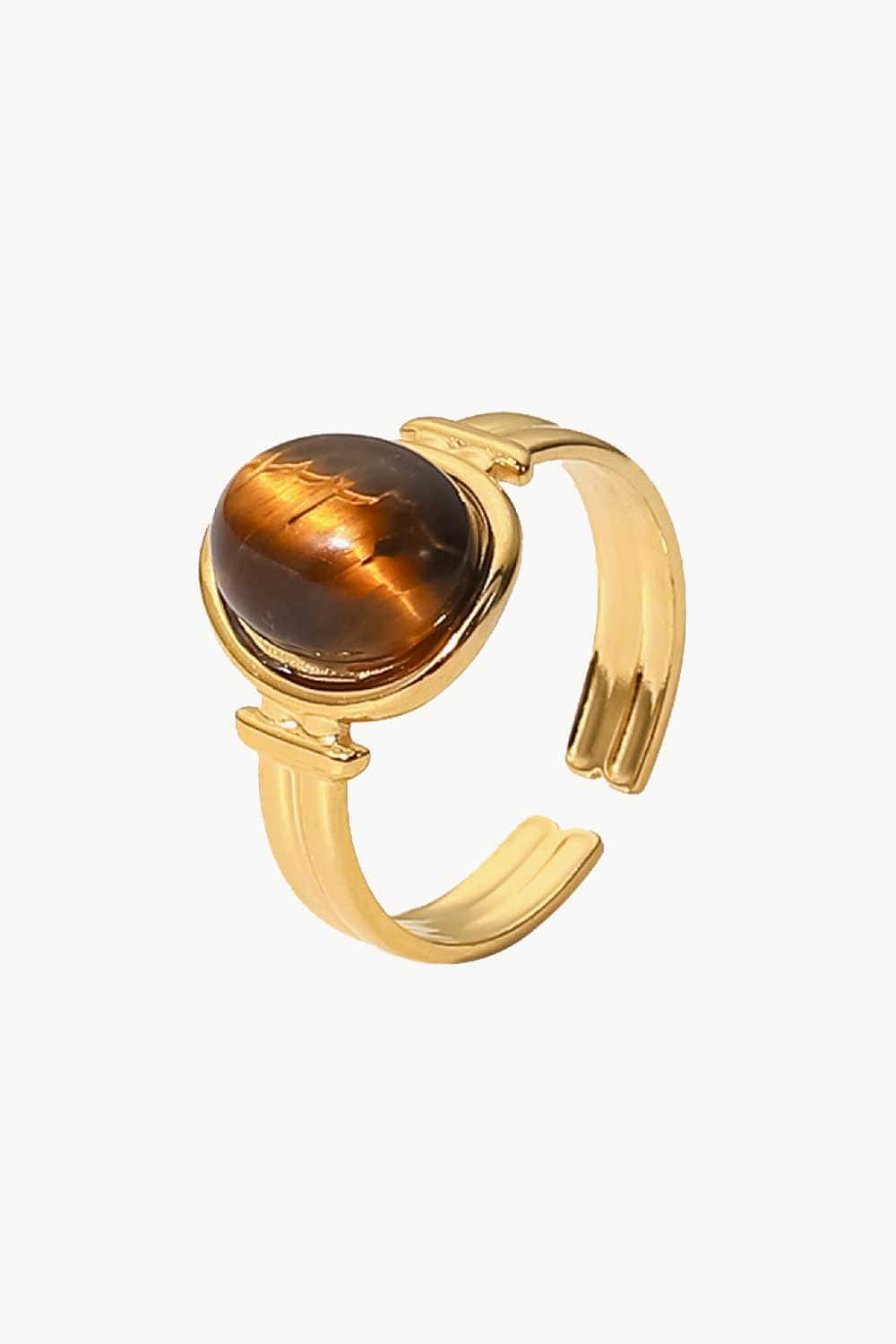 18K Gold Plated Open Ring Brown One Size c7619c4f004148d3af61732dec2e0d55-Max Trendsi