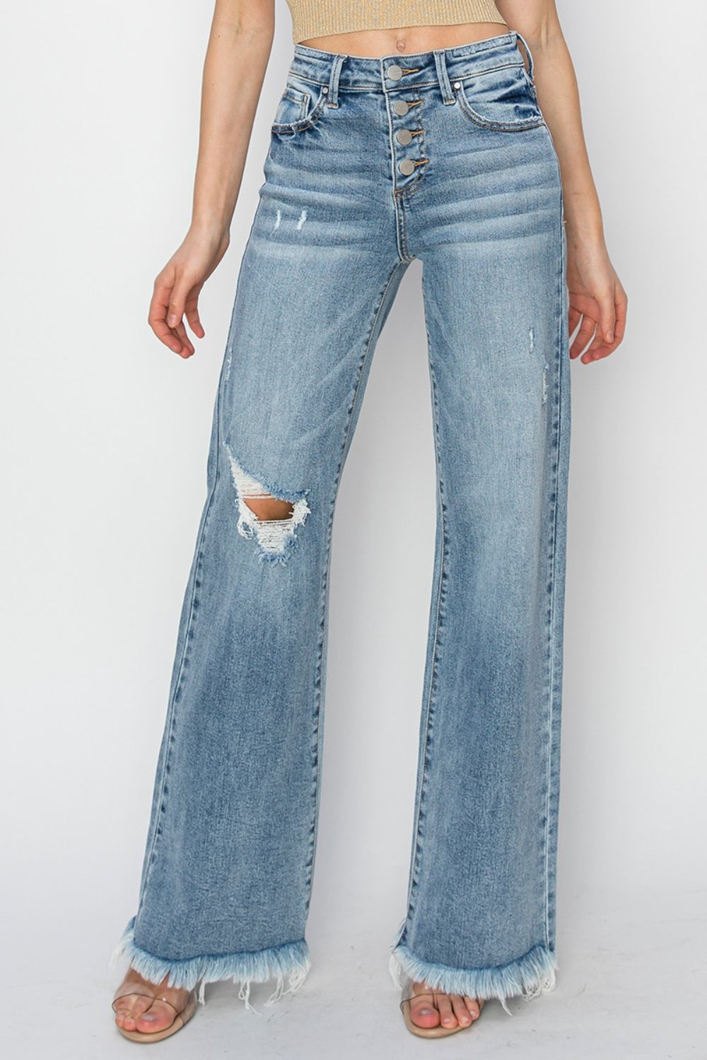RISEN Mid Rise Button Fly Wide Leg Jeans c76ae9ab-e4ed-40df-a272-a3877e0ac10f-Max Trendsi