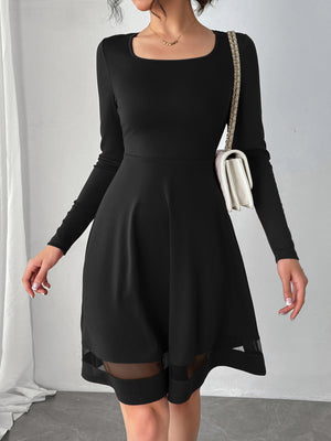 Square Neck Long Sleeve Mini Dress c8044080-3492-4e7d-a4f3-3241aa20e87a-Max Glownestbest