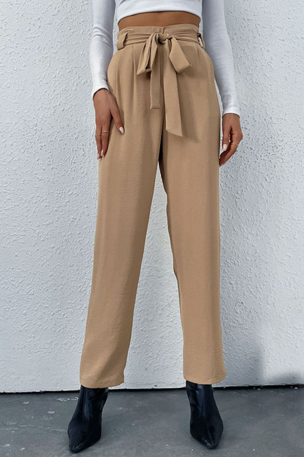 Perfee Belted Straight Leg Pants with Pockets c86de2d246004ed485f1eb1df9c686d5-Max Trendsi