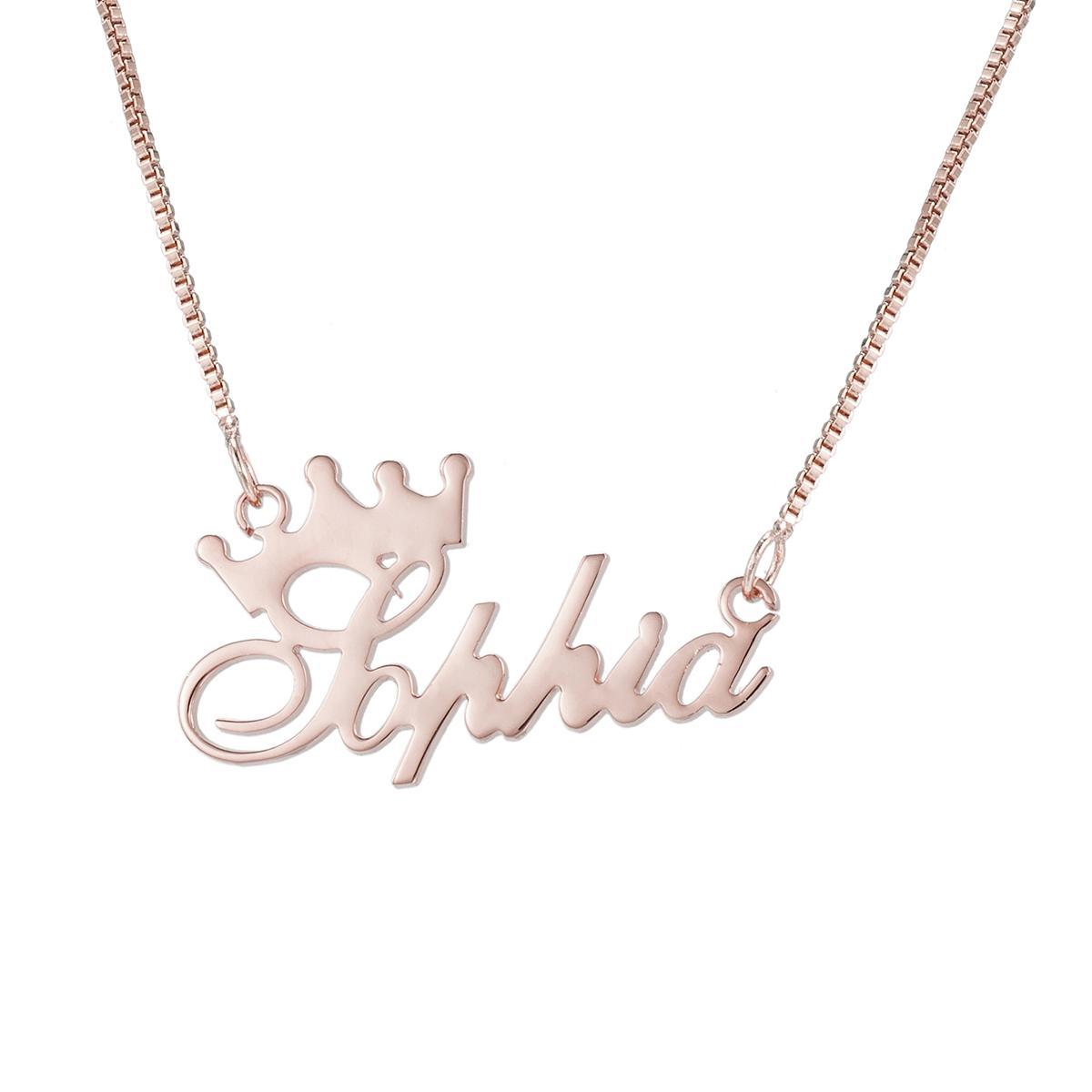 Exquisite Crown Custom Name Necklace Rose gold c8a189d8-dc89-486b-a3f3-c81db403dfb9 Artshiney