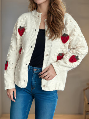 Strawberry Button Down Long Sleeve Cardigan c8ee314c-379c-4d40-88c9-efd71671f24a-Max Glownestbest