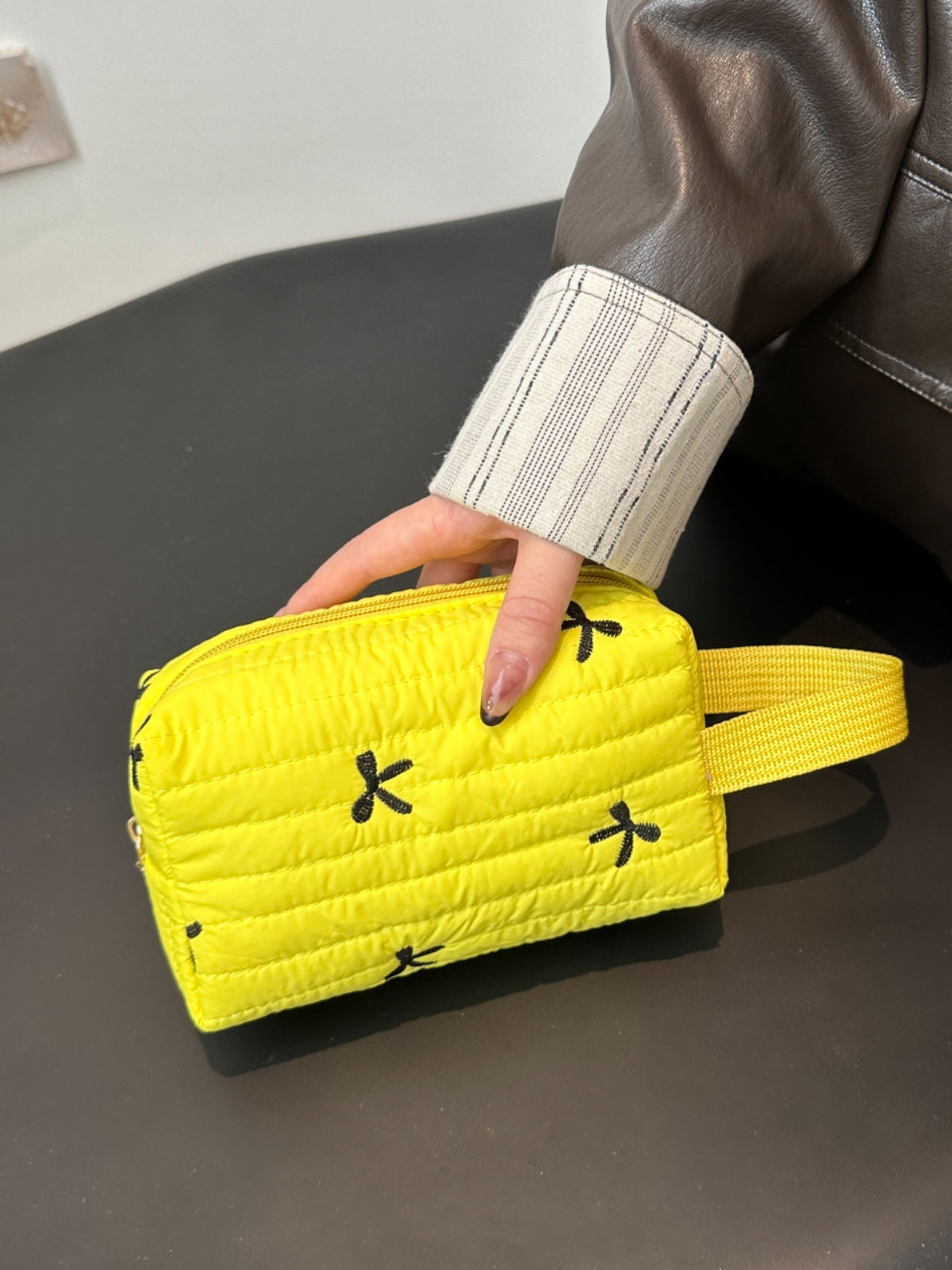 Texture Contrast Bow Wristlet Yellow One Size c92fd395-1362-43b2-9f80-82dc58dba07e-Max Trendsi