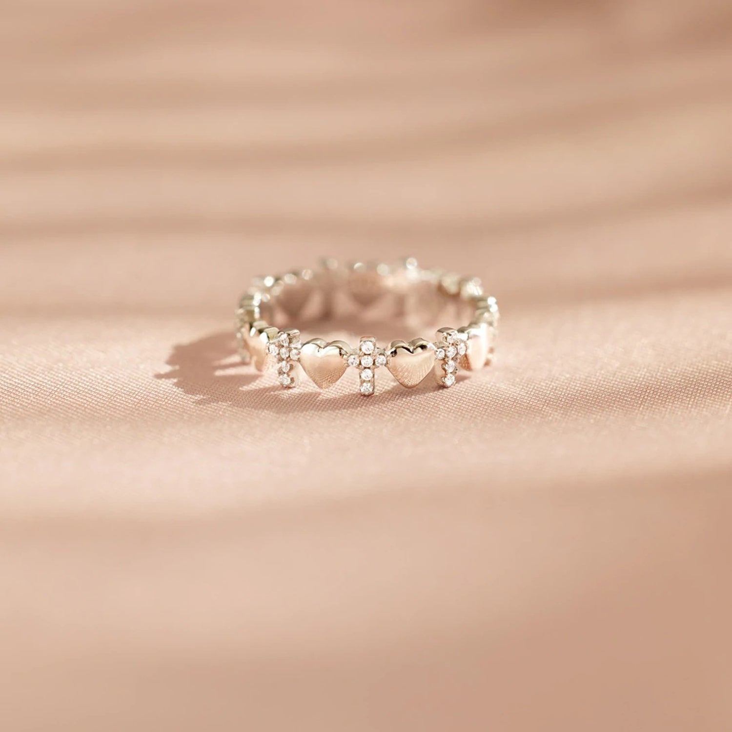 Heart Cross 925 Sterling Silver Ring Silver c96a3a63-89d7-4d3a-bf4a-1fa002cc3063-Max Trendsi