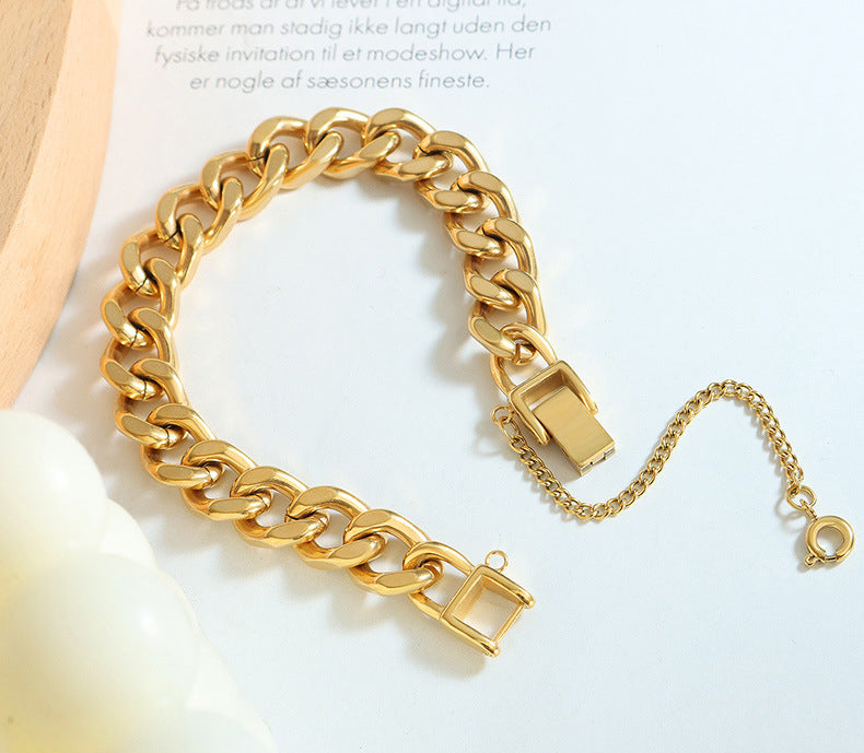 18K Gold Thick Chain Hip Hop Tassel Necklace Bracelet Set c9734fd4-13e0-4821-8d78-a1109d95344c Artshiney