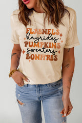 Glownestbest ® | Fall Vibes Graphic Round Neck T-Shirt Cream c98cb8ddc5154e7298f79956f3c97607-Max Glownestbest