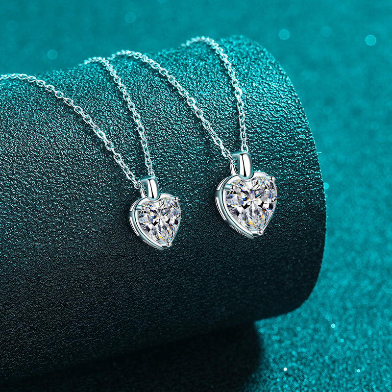 2 Carat Moissanite 925 Sterling Silver Heart Shape Necklace ca011868-70b4-4571-a22c-42ab3eb8a3af-Max Trendsi