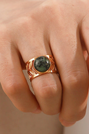 18k Gold Plated Malachite Leaf Ring ca652e0be5c04fc4b1e3c2e0a68a794f-Max Trendsi