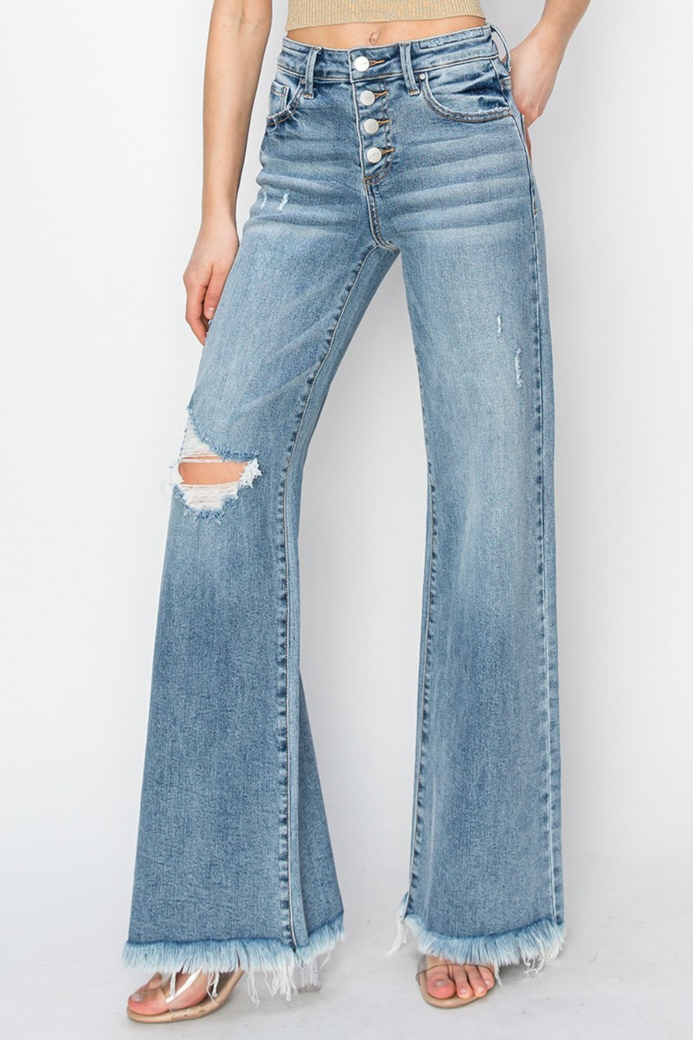 RISEN Mid Rise Button Fly Wide Leg Jeans Medium cae27a3b-259e-4cbe-b1c0-4042821888ca-Max Trendsi