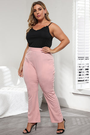 Plus Size Seamed Detail Plain Pants cb7cde094b2c4b5aaa727ea2c4d752f9-Max Trendsi