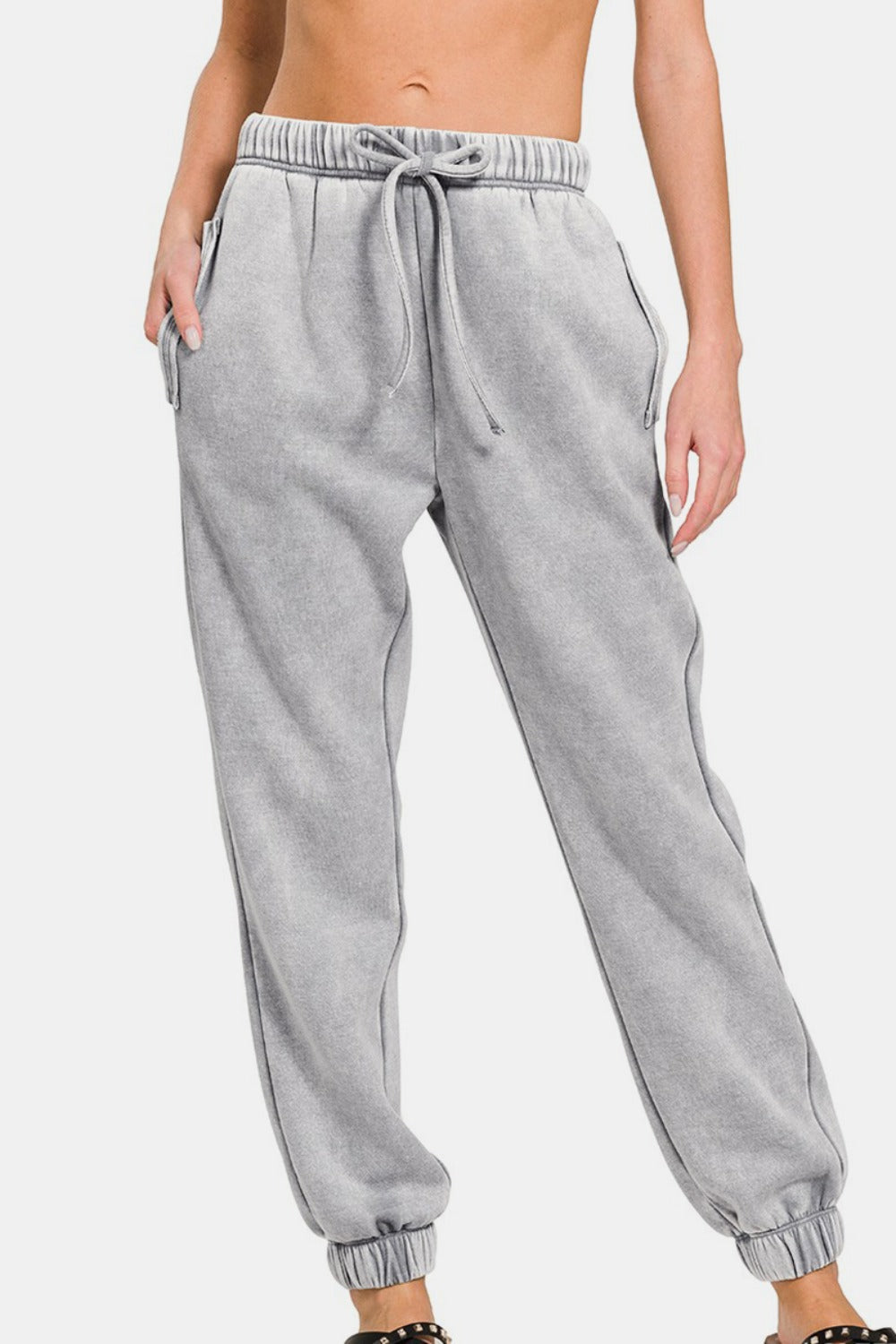 Zenana Full Size Acid Wash Fleece Drawstring Sweatpants with Pockets Sleet cc4e4b05-e05a-4251-bbe9-d3ccea2e5bd8-Max Trendsi