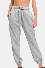 Zenana Full Size Acid Wash Fleece Drawstring Sweatpants with Pockets Sleet cc4e4b05-e05a-4251-bbe9-d3ccea2e5bd8-Max Trendsi