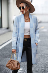 Glownestbest® | Plaid Dropped Shoulder Cardigan with Pocket Light Blue cc6770d7ddb144a18049b427c842e3a1-Max Glownestbest