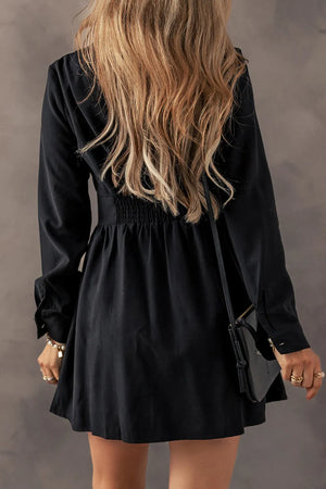 Ruched Button Up Long Sleeve Dress cc6f718b-89f6-4570-b689-5414665a77ee-Max Glownestbest