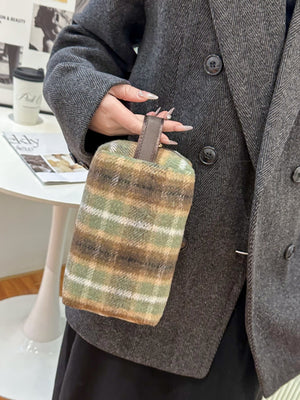 Contrast Plaid Clutch with Zipper cc95c2aa-e11e-4fde-9bcf-5d27b9380230-Max Trendsi
