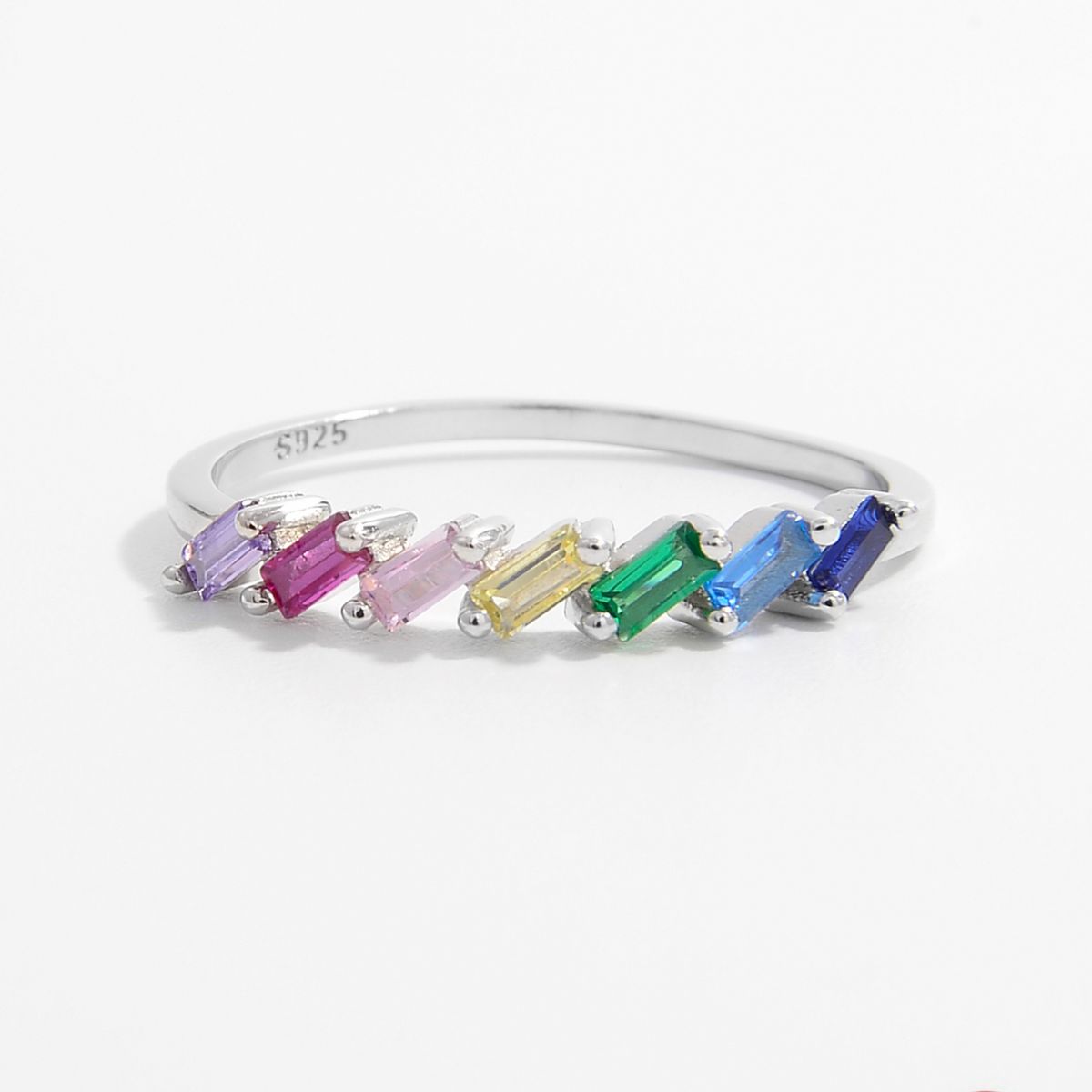925 Sterling Silver Contrast Zircon Ring Silver ccad472d-dd2f-4894-b36c-70584b00753d-Max Trendsi