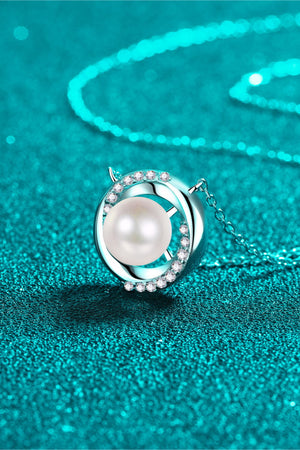 Moissanite Pearl Rhodium-Plated Necklace cd1da5ae496d41d78d1457be4708b6bd-Max Trendsi