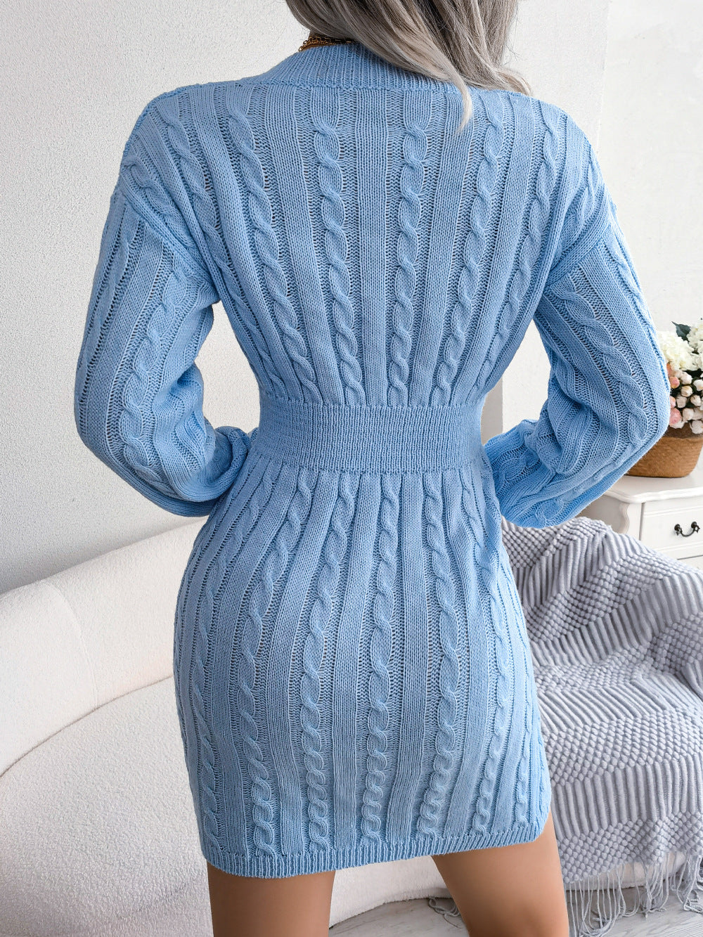 Cable-Knit V-Neck Mini Sweater Dress cd2bd09559c644b5bc0ca738c4385e4c-Max Glownestbest