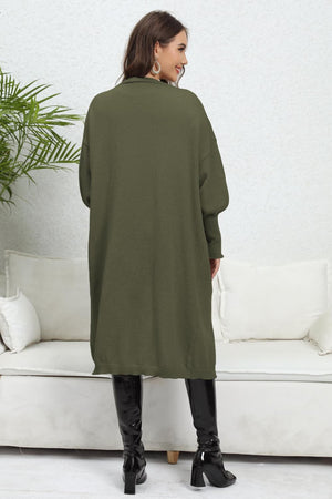 Lantern Sleeve Open Front Pocketed Cardigan cd43a88a0cd147e28e9d8fbd730be42c-Max Glownestbest