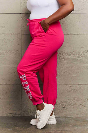 Simply Love Full Size PINK Graphic Sweatpants cd5f1650f7c94e8eaf4f5c580b210d12-Max Trendsi
