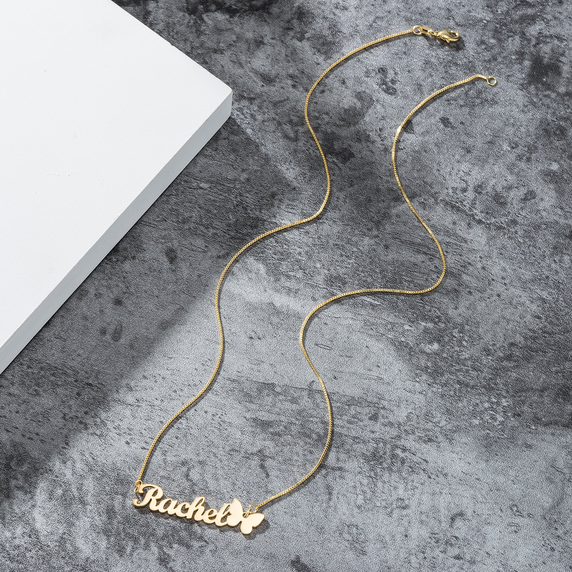 Beautiful Butterfly Custom Name Necklace Gold cdfbe08a-9e3c-4737-82d9-d6aa8cc8f565 Artshiney