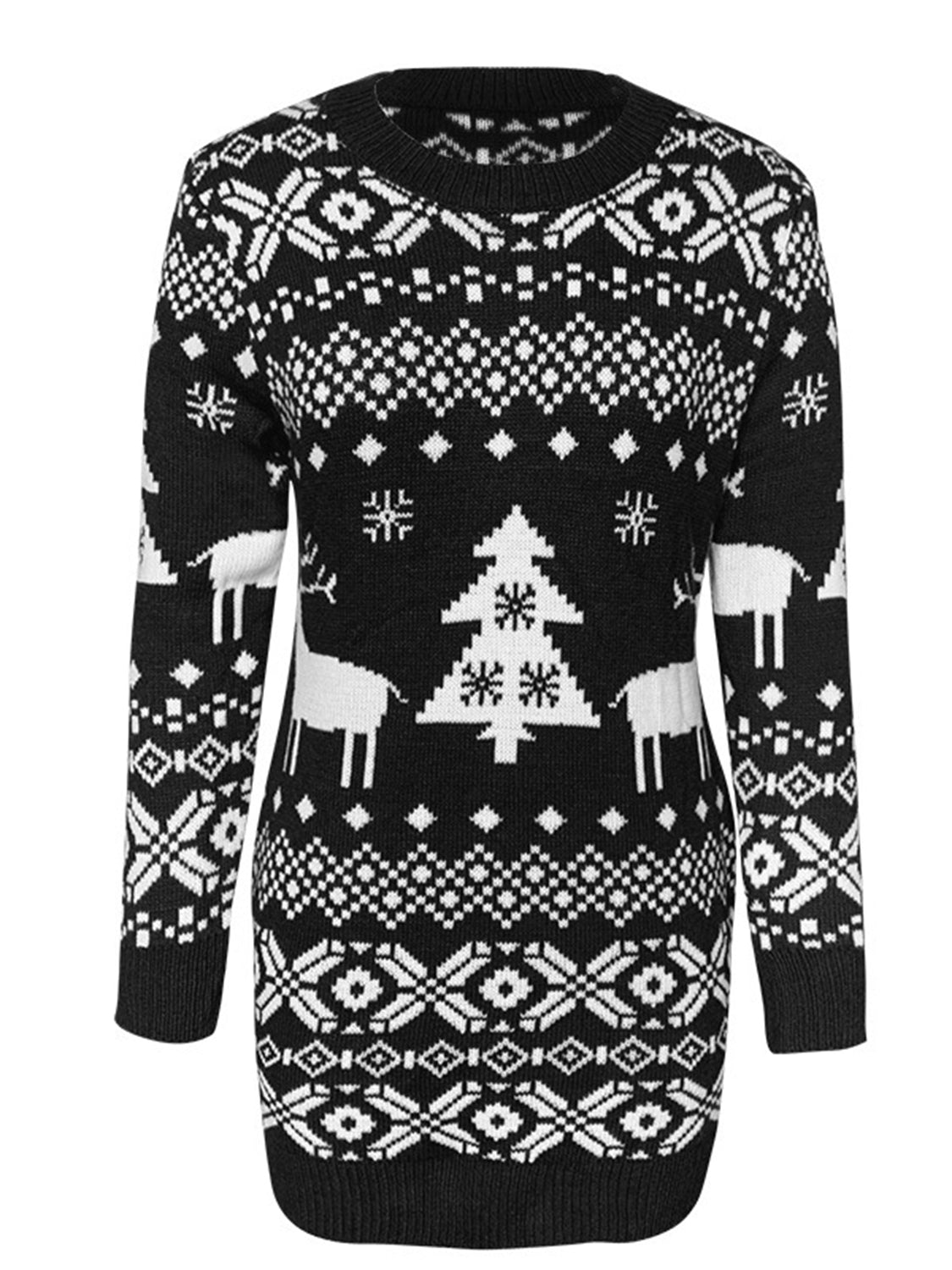 Christmas Element Round Neck Mini Sweater Dress ce0acb66836c4264ba899929de05802c-Max Glownestbest