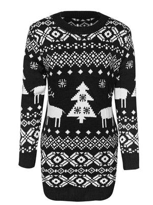 Christmas Element Round Neck Mini Sweater Dress ce0acb66836c4264ba899929de05802c-Max Glownestbest