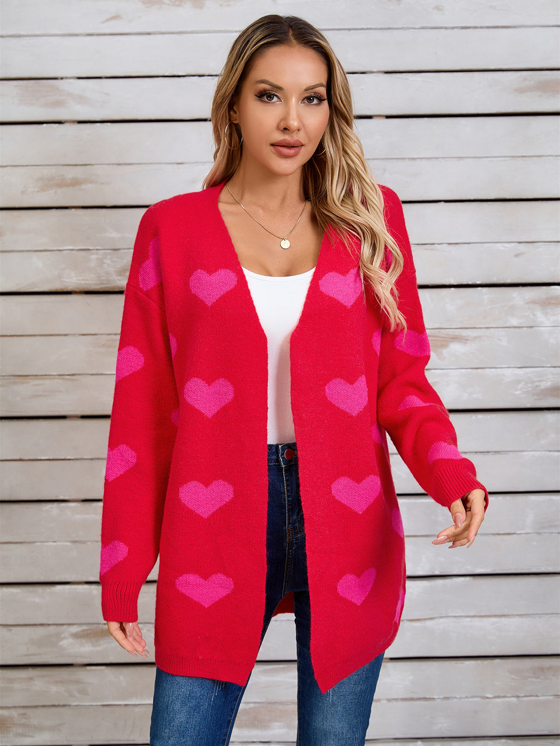Heart Open Front Long Sleeve Cardigan ce3e6d5f-c74d-4f7d-b338-8d9ece3b69a9-Max Glownestbest