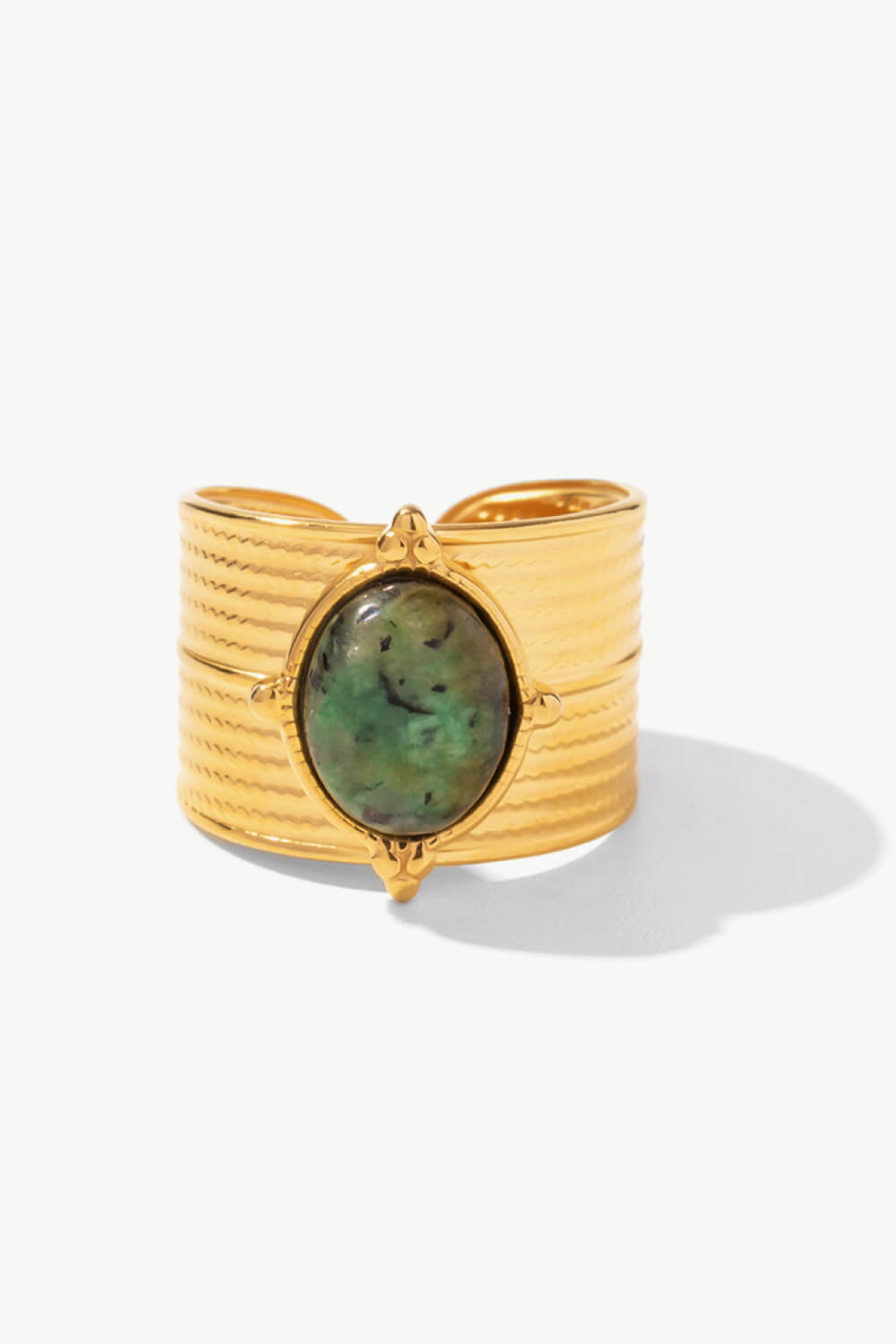 18K Gold-Plated Wide Open Ring Sage One Size ce7d7b12f37146bc9c41de5c0f0f66e9-Max Trendsi