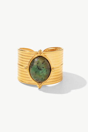 18K Gold-Plated Wide Open Ring Sage One Size ce7d7b12f37146bc9c41de5c0f0f66e9-Max Trendsi