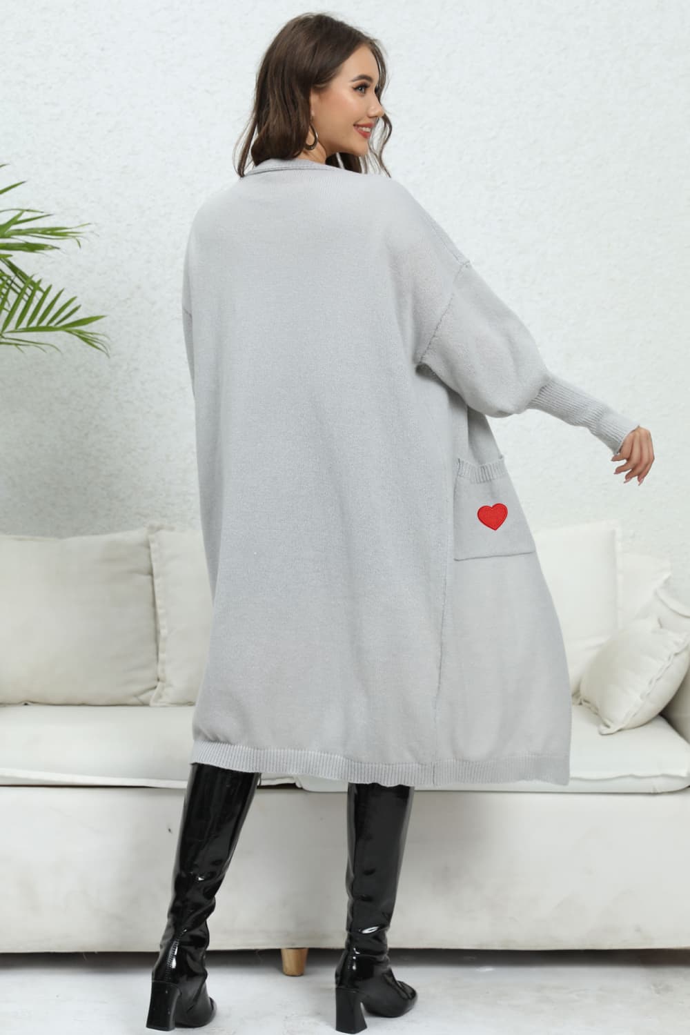 Lantern Sleeve Open Front Pocketed Cardigan cea35e6533d045378bf72cb897aad8ac-Max Glownestbest
