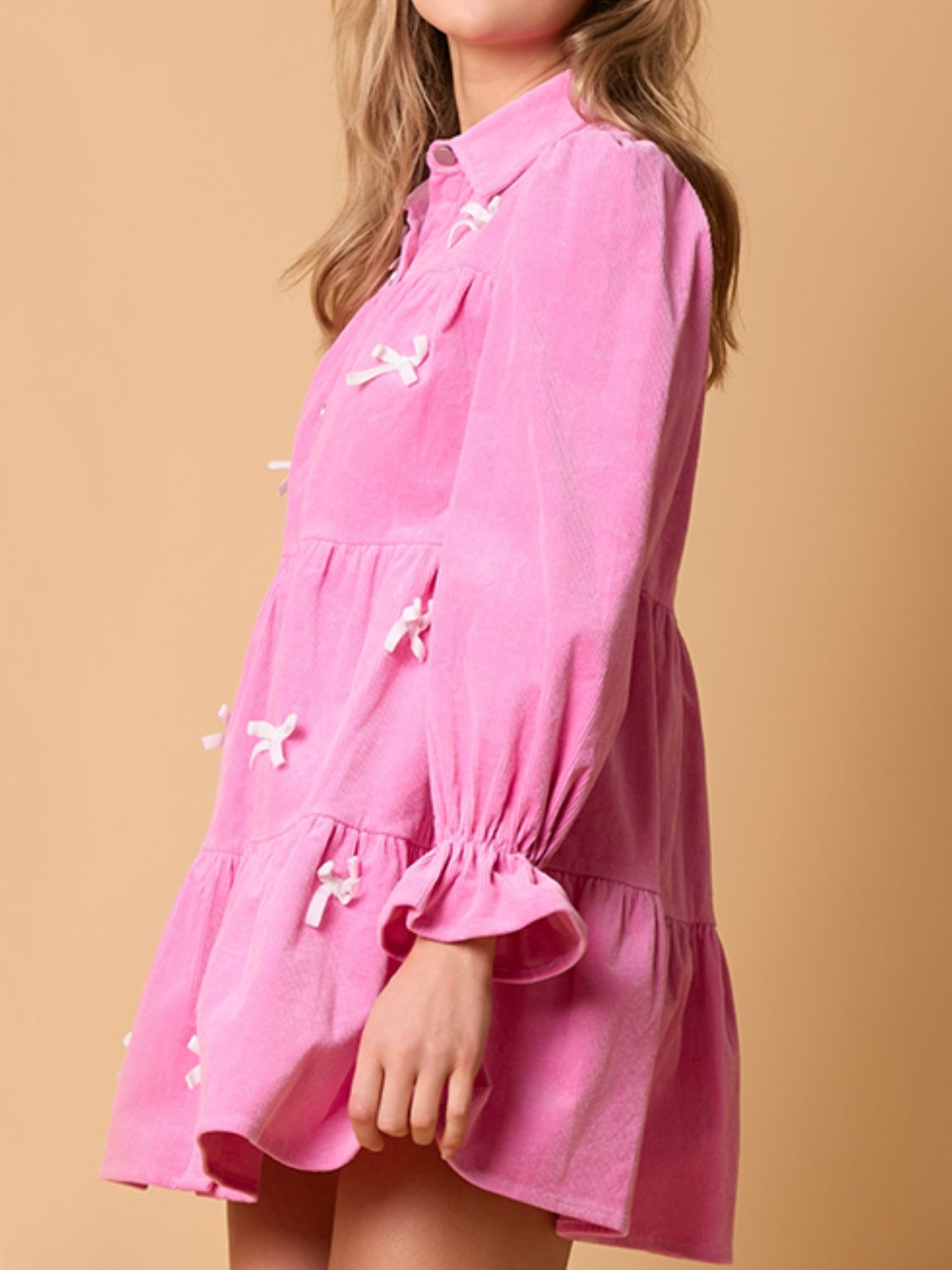 Collared Neck Flounce Sleeve Mini Dress Hot Pink cea3c78a-a491-434a-a960-89cf09d1a028-Max Glownestbest