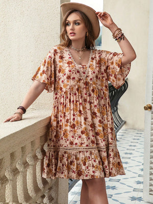 Plus Size Floral Crochet Flutter Sleeve Dress ceea609bc85748fdbf7ff7f80d70b550-Max Trendsi