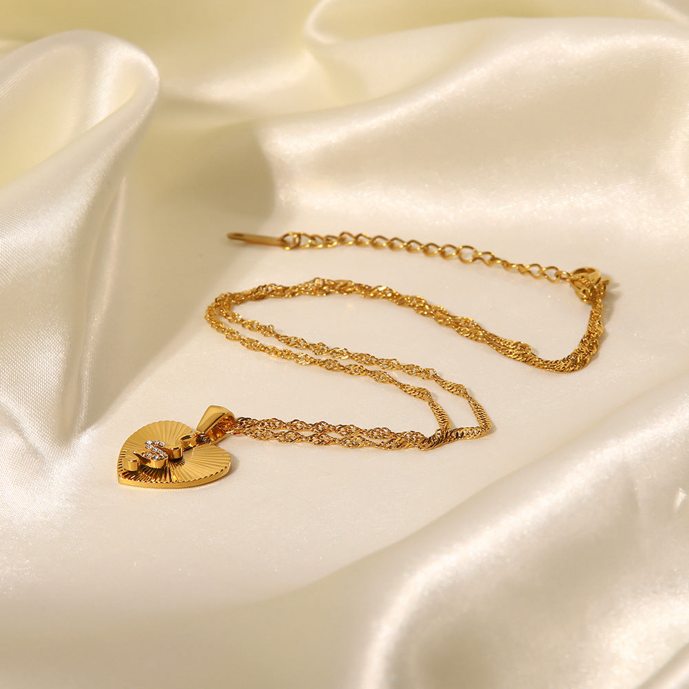 18K Gold Exquisite Compass Snake Inlaid Zircon Design Light Luxury Style Necklace cefbc9eb-49dd-4411-a17c-65b02d77b117 Artshiney