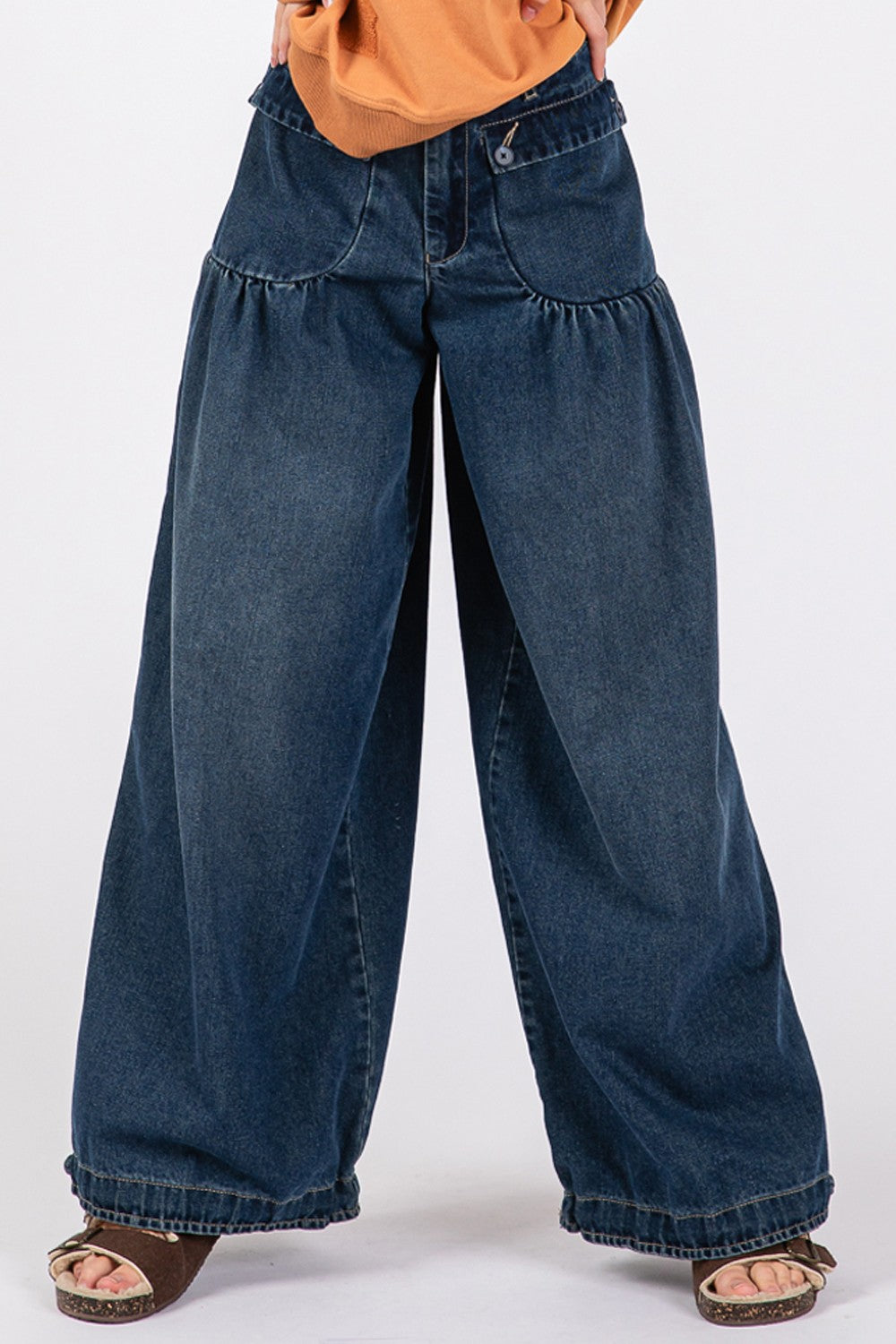 SAGE + FIG Mid-Rise Cargo Jeans with Pockets Denim Blue cf3d9058-6f45-4cb2-ae6e-babd2c597a1a-Max Trendsi