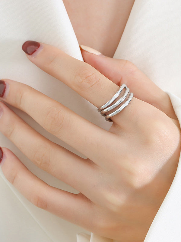 Titanium Steel Three-Layered Ring Silver cf5958fe-f19d-4912-9276-edc7be2c749d-Max Trendsi