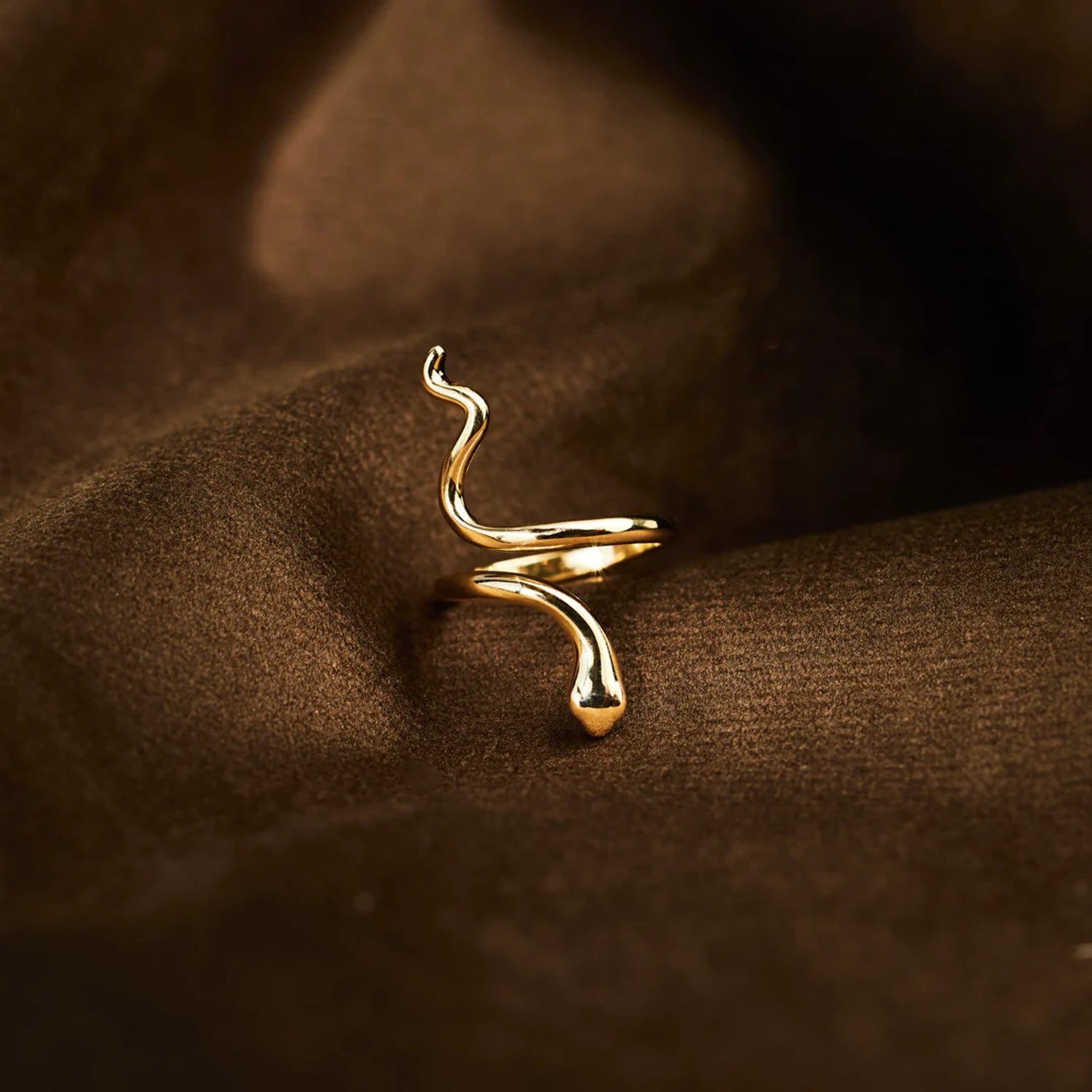 Snake Shape 18K Gold-Plated Bypass Ring cf5f1083-dbc1-4df5-b71e-8f2d80d84a5f-Max Trendsi