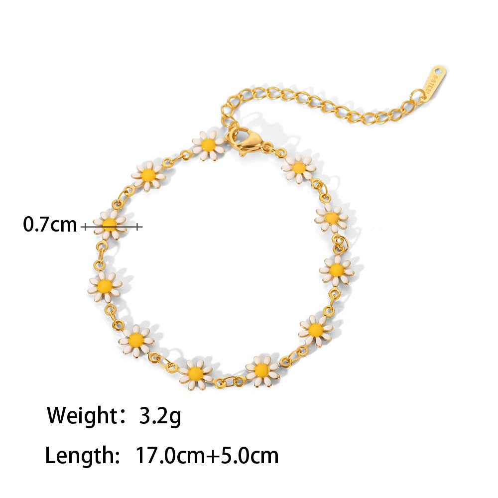 18K gold exquisite noble flower/daisy design light luxury style necklace bracelet ring earrings set Style I-Bracelet-35-White cf65b17c-720f-473b-85a6-7df7a398b029 Glownestbest