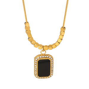 18K gold fashionable simple irregular baguette gem-set diamond and geometric square design versatile necklace Only cf823913-b699-46e2-ae77-bff2e37e26d1 Artshiney